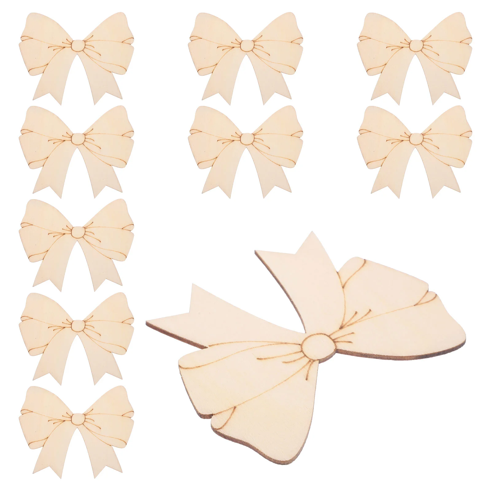 

10 Pcs Crafts Bowknot Shaped Slices Blank Boards Wood Graffiti Wooden Child Tags