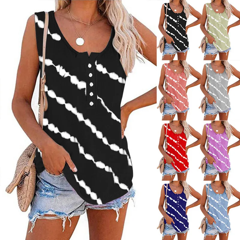 

2023 Hot Selling Printed Sleeveless Vvest T-shirt Top