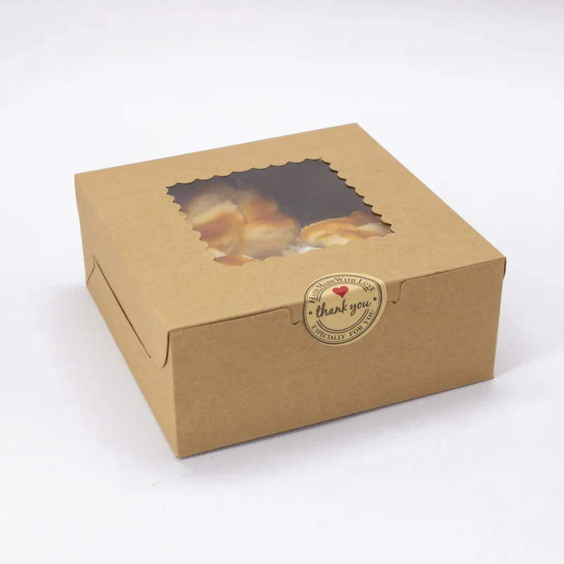 

Белые коробки для пирога из крафт-бумаги, коробки для печенья из крафт-бумаги с окошком из ПВХ, натуральная одноразовая коробка, натуральная одноразовая коробка для печенья, 10 шт.