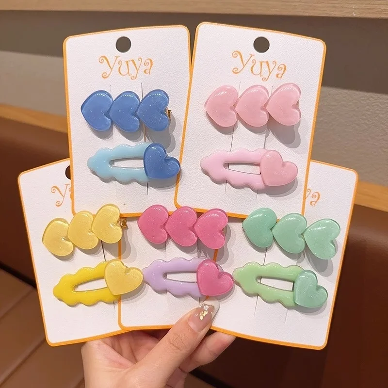 

2 шт./набор, однотонные прозрачные заколки для волос в форме сердца