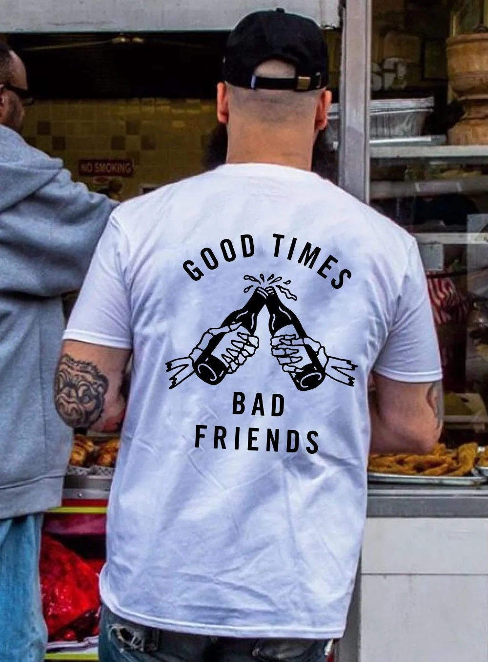 

Летняя мужская футболка с коротким рукавом Good Time Bad Friends, белые топы в стиле Харадзюку, модные футболки для мужчин