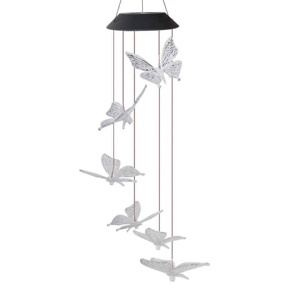 

Lamp Wind Chime Butterfly Lights Changing Decor Colour Courtyard Decorative Garden Hanging Landscape Lamp Wind Bell