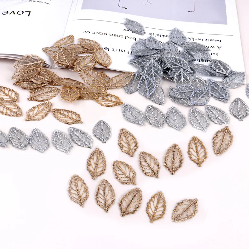 

10Pcs/Bag Handmade Sew on Grenadine For Clothing Wedding Dress Accessories Leaf Patches Applique Fashion DIY High Quality