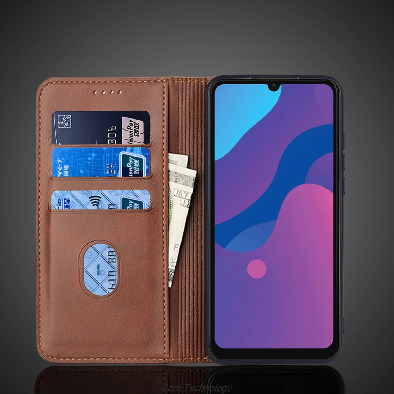 Кожаный чехол с магнитным притяжением для Huawei Honor 9A MOA-LX9N кобура откидной крышкой