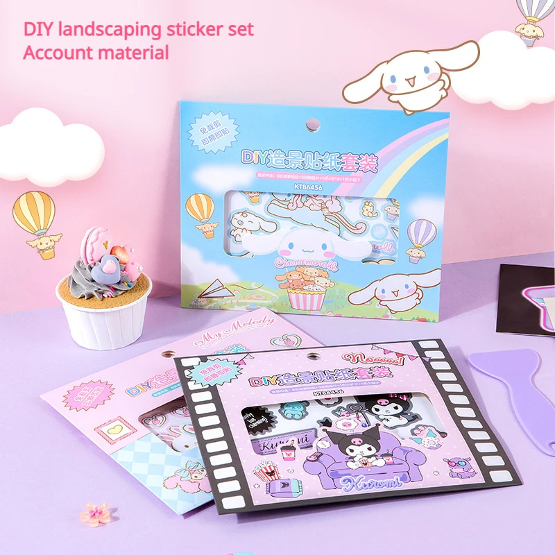 

Sanrio My Melody Cinnamoroll Kuromi Sticker Set Diy Sticker Childrens Toy Homemade Account Tool Key Chain Pendant Plate Stickers