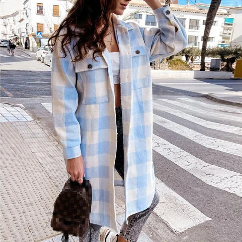 

Women Vintage Loose Lapel Long Sleeve Jackets 2022 Autumn Street Outerwear Tops Fashion Casual Long Single-Breasted Shirt Coats