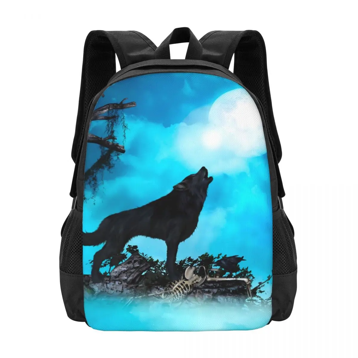 

Awesome Wolf Backpack Moon Print College Backpacks Student Unisex Casual School Bags Designer Pattern Rucksack