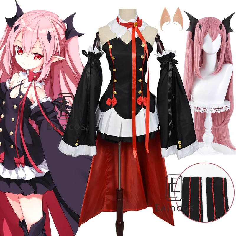 

Anime Seraph Of The End Krul Tepes Cosplay Halloween Carnival Costume Uniform Wig Owari no Seraph Witch Vampire Cos Women Dress