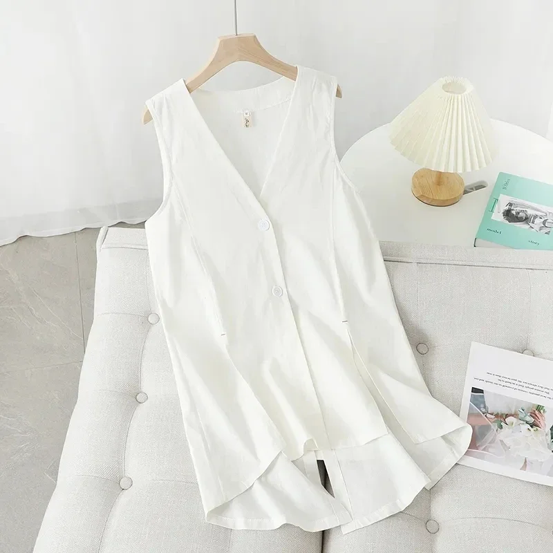 Женский жилет из хлопка и льна весенний для отдыха 2024