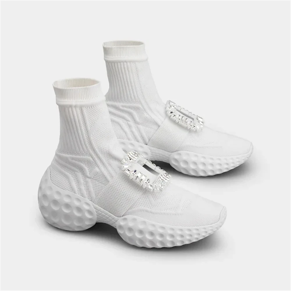 Fashion Women Ankle Boots Knitted Stretch Sock Boots Woman Shoes Platform High Platforms Elastic Fabric Autumn Winter Boots