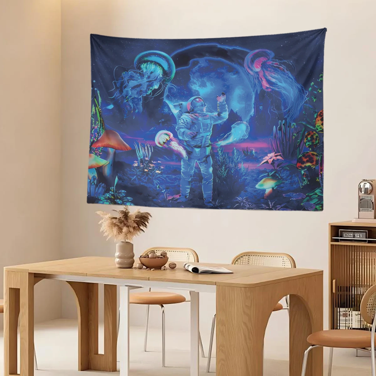 Настенный Гобелен С Изображением Астронавта Неоновый Цвет Схема Фэнтезийное