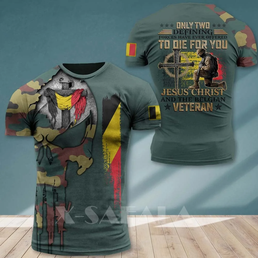 

BELGIAN-BELGIUM-ARMY-CAMO-VETERAN SOLDIER 3D Printed High Quality Milk Fiber T-shirt Summer Round Neck Men Female Casual Top-8