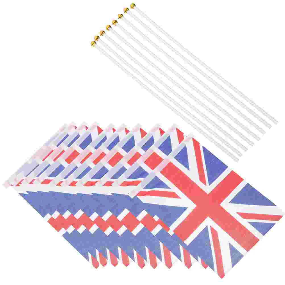 

10 Pcs Sports Great Britain Waving Flag Outdoor Banner UK Handheld Fabric National