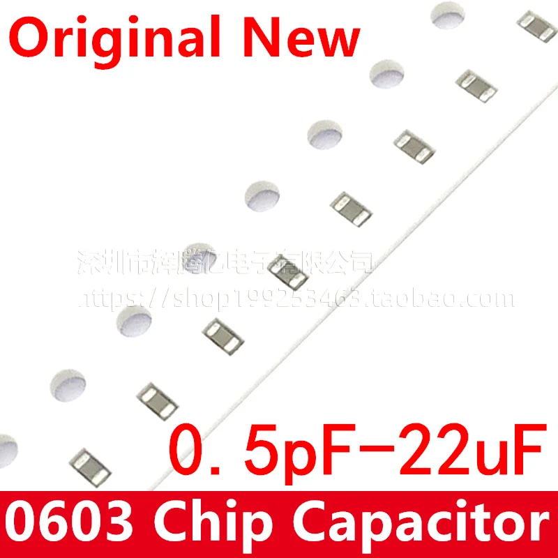 

100 шт., многослойный керамический конденсатор 0603 SMD Chip, 0,1 пФ-22 мкФ 10 пФ 22 ПФ 2,2 ПФ 1 нФ 10 нФ 15 НФ 4,7 НФ мкФ 1 мкф мкФ 10 мкФ