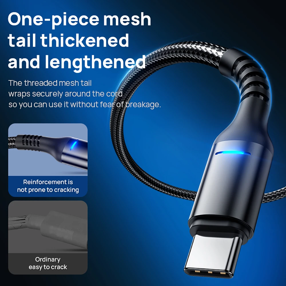 USB-C 100 Вт 6 А кабель для быстрой зарядки с интеллектуальным автоматическим