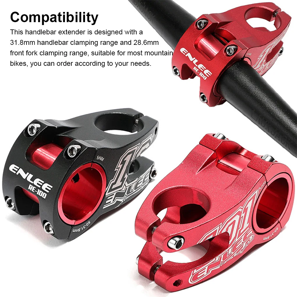 

31.8mm Bicycle Handlebar Stem 28.6mm Adjustable Short Hollow Mountain Bike Extender Biking Replacement Adapter Accessory Purple