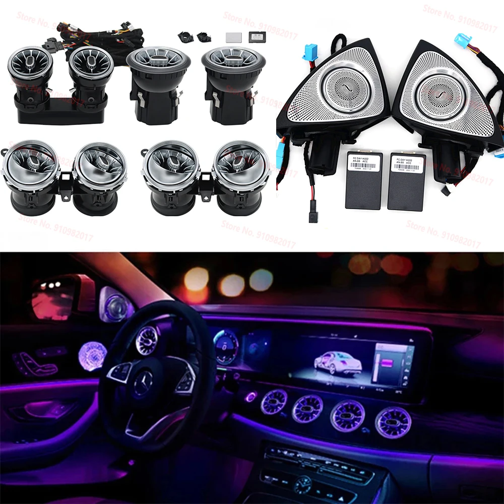 

Car Turbo Shape Nozzle Air Condition Vents E-Class E300 E200 E250 W213 Ambient Light 3D RotaryTreble Kit For Mercedes-Benz