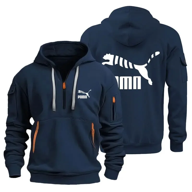 Новая осенне-зимняя мужская эластичная модная толстовка с капюшоном и