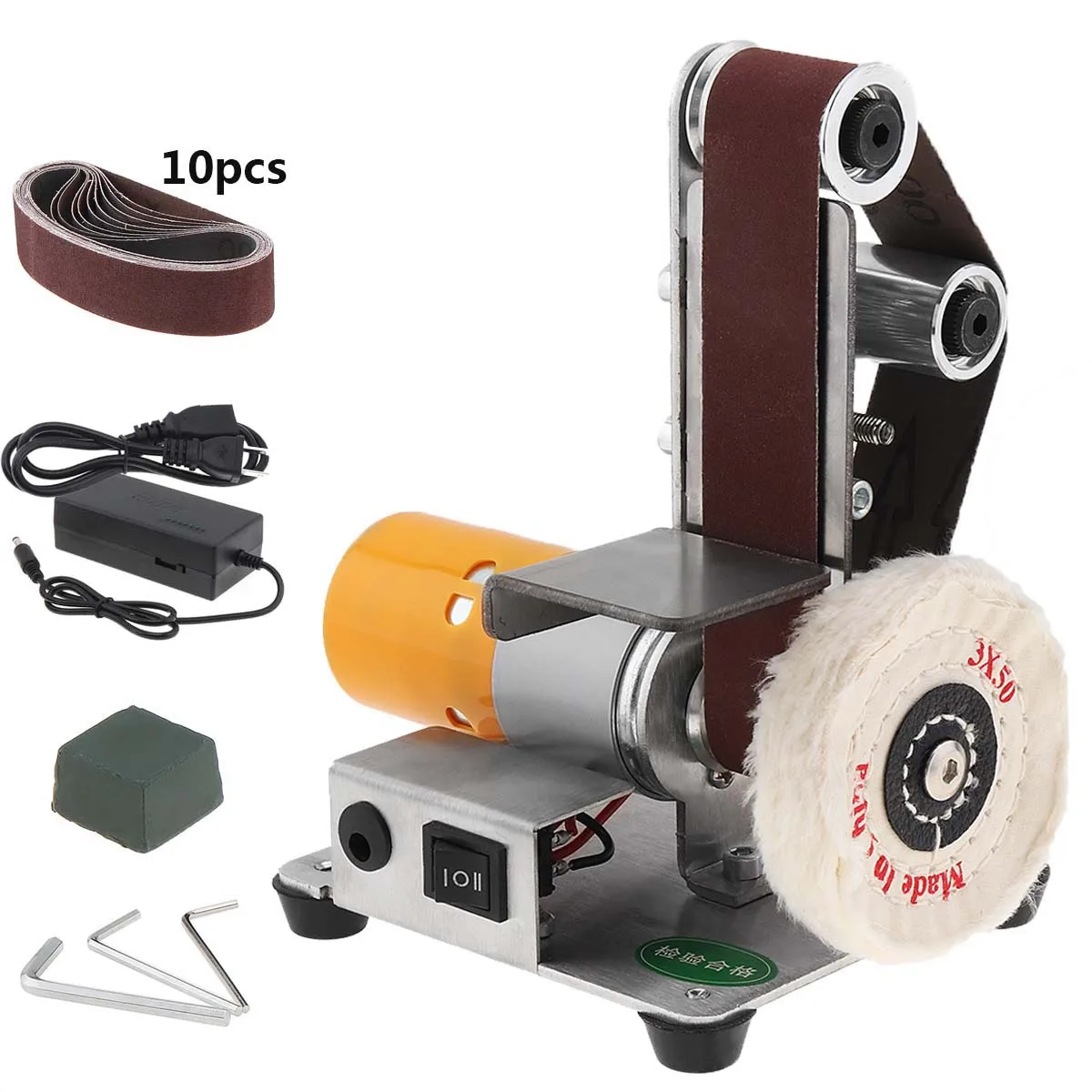 Mini Electric Belt Machine Sander Sanding Grinding Machine Adjustable Speed Abrasive Belts Grinder DIY Polishing Cutter Edges
