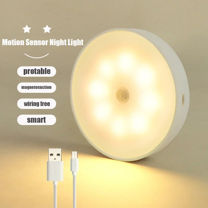 

Light Smart Usb Light Motion Mounted Smart Night Light Closet Light Cabinet Sensor Body Under Light Wall Sensor Rechargeable