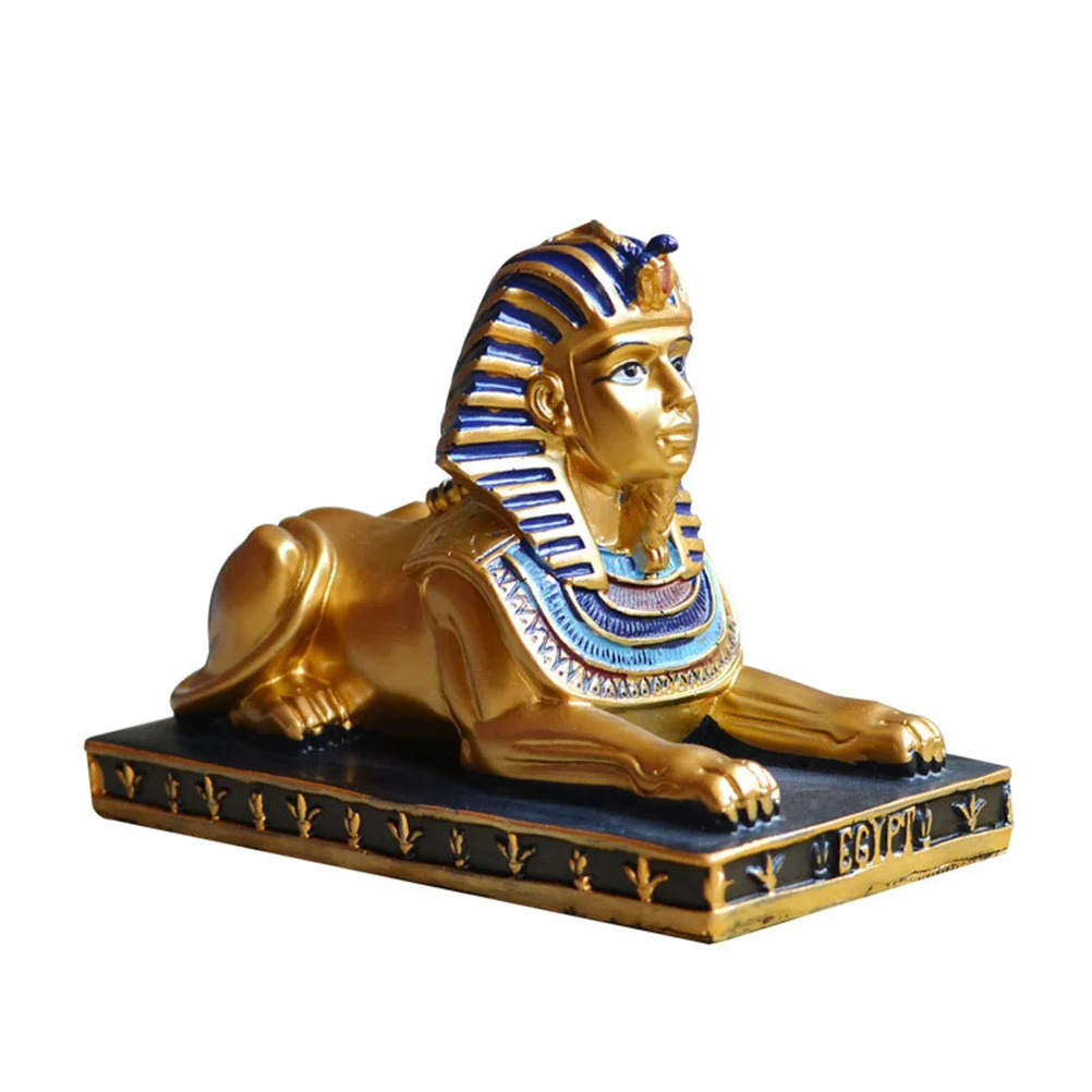 

Egyptian Sphinx Statue Figurine Sculpture Decoration Resin Egypt Decor Ancient Pharaoh Figure Mythology God Statues Gold Folk