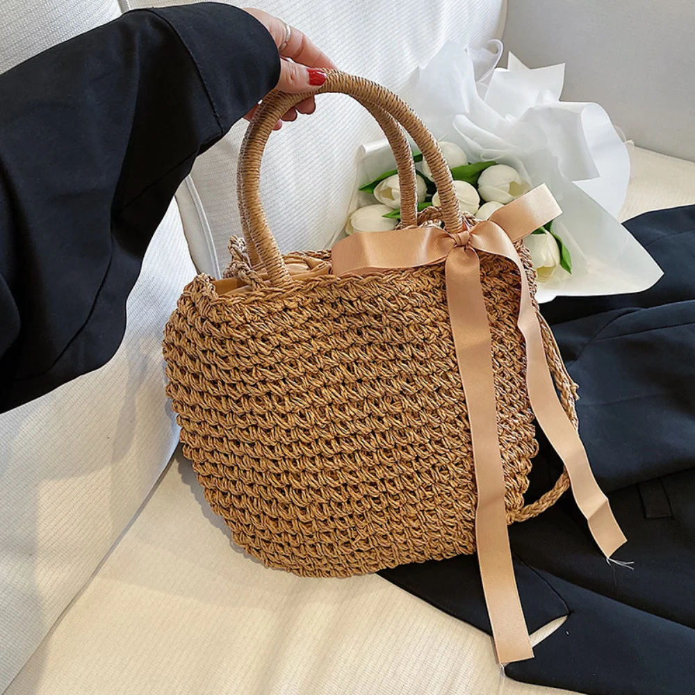 Boho Straw Woven Crossbody Tote Bags Women Fashion Vintage Shoulder Bag Female Casual Versatile Summer Beach Vacation Handbags