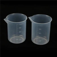 2pcs 100ml clear plastic graduated measuring cup jug beaker lab tool