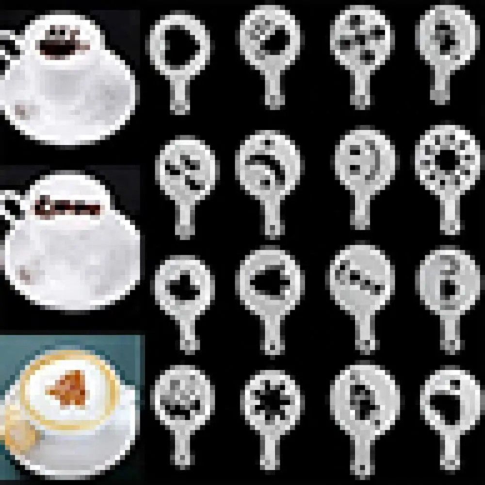 

16 шт. трафареты для бариста для приготовления капучино, трафареты для кофе, трафареты, трафареты для распыления, форма для латте, мокко, живо...