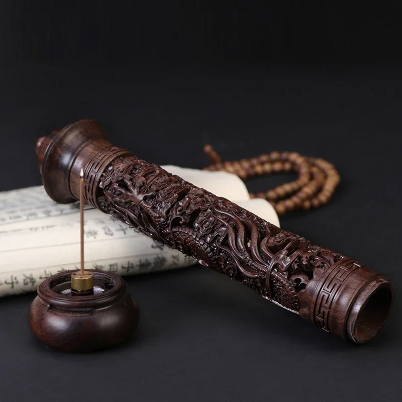 Курильница с выдолбленной резьбой сандаловое дерево поделки из дерева подставка