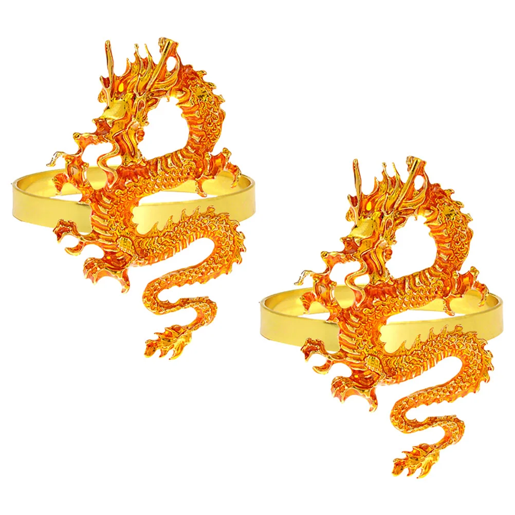 

2 Pcs Napkin Holders Dining Metal Ring Table Decors Rings Chinese Zodiac Napkins