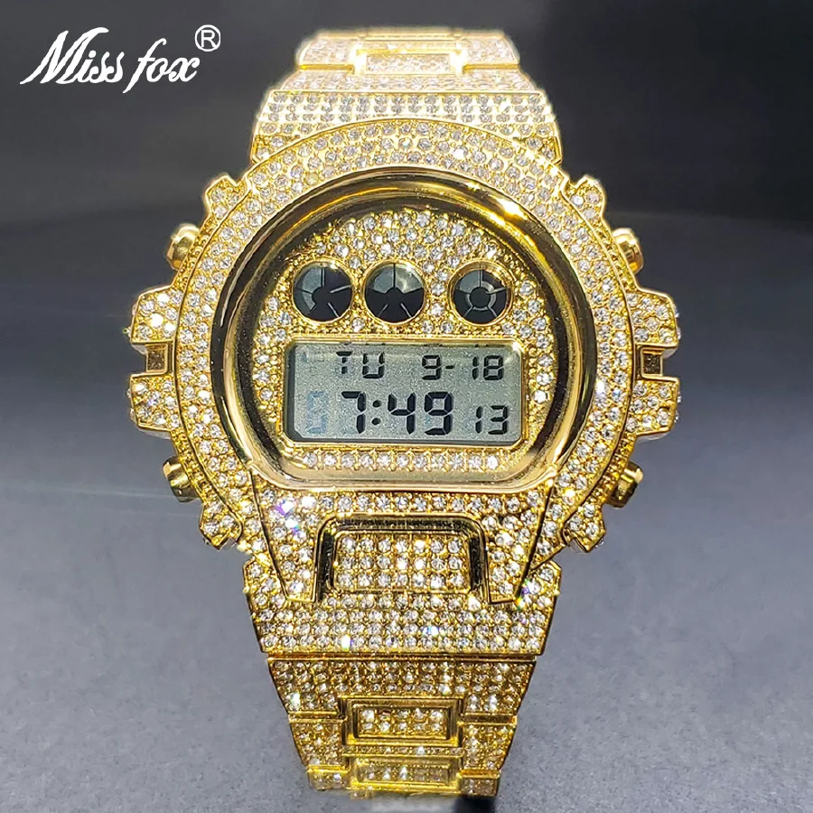 

Digital Watches Men's Gold Luxury Waterproof Sports Watch For Male Multifunctional Shock Electronic Wrist Clock Hip Hop Style