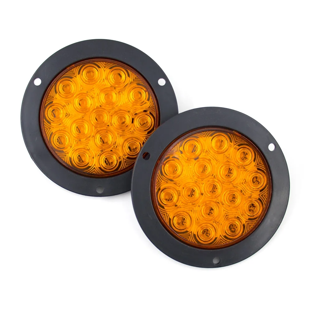 

2 шт., 12 В, 24 В, 16 светодиодов, 4 дюйма, круглые задние задние фонари, указатель поворота, стоп, лампа заднего хода, автомобиль, грузовик, прицеп, грузовик, красный, желтый, белый, лампа