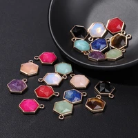 fashion hexagon shape pendant agates faceted chalcedony crystal charms pendants for jewelry making diy earrings bracelet 1312mm