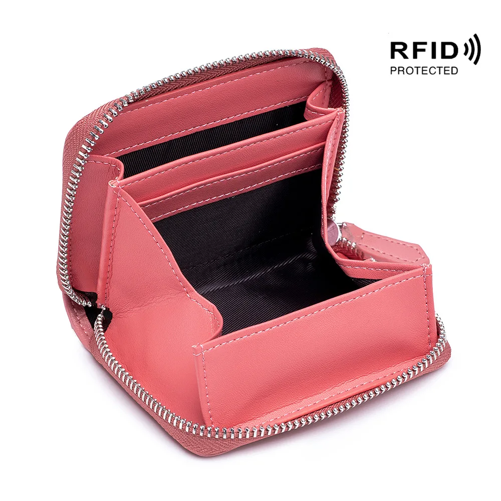 

R-fid Style Anti-theft Coin Coin Storage And Men Classification Zipper Women Purse Brush Leather Coin Japanese Purse