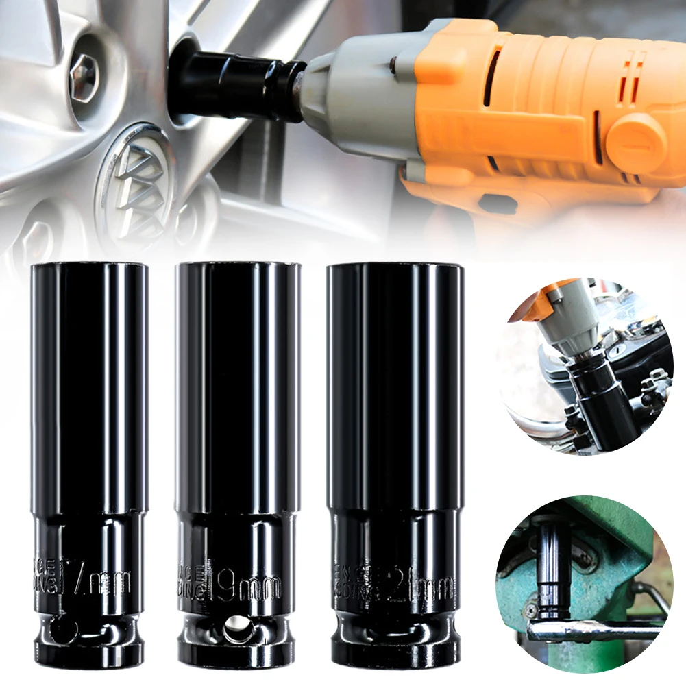 3pcs 1/2" Drive Electric Impact Wrench Hexs Socket Head Set 