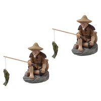 fisherman figurine landscape decor terrarium ornament figure minitank fish pot bonsai oldmodel accessories micro miniature