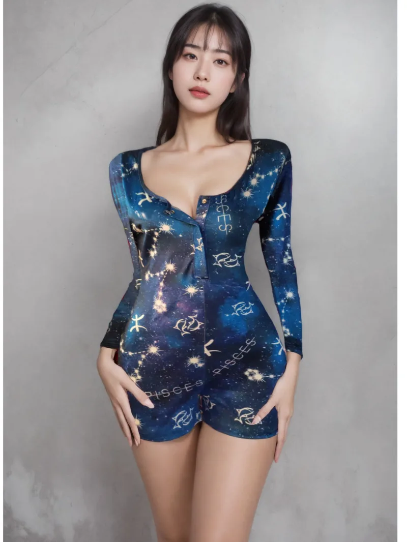 Созвездия Зодиака Двенадцать молочного шелка с принтом и длинными рукавами