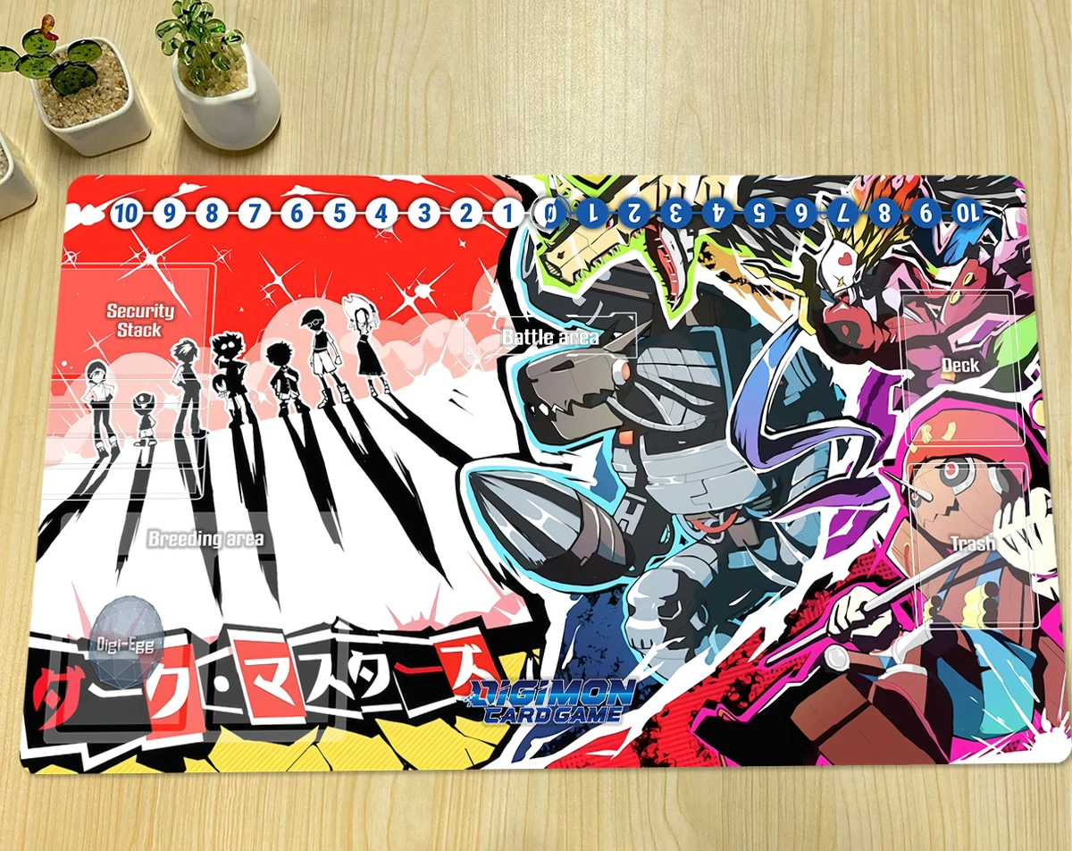 

Digimon Playmat Dark Masters DTCG CCG Board Game Duel Trading Card Game Mat Mouse Pad Custom Rubber Desk Mat & Free Bag 60x35cm