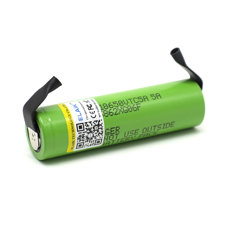 

18650 VTC5, Lithium-Ionen Batterie, 3,7 v 2600mah, 30a Entladung, geeignet für Power Tools, Drohnen, kinder Spielzeug + nickel