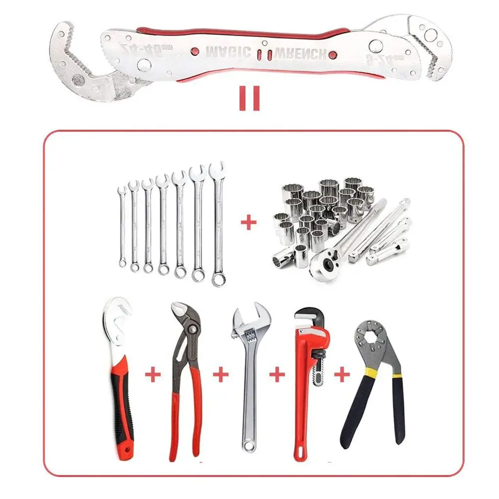 

Universal Wrench Multi-function Quick Snap Grip Wrench Socket Dual Head Adjustable Wrench Spanner Nuts and Bolts