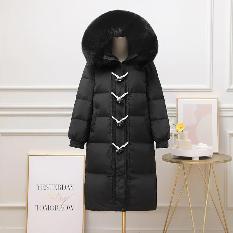 Женская куртка с капюшоном и воротником из лисьего меха