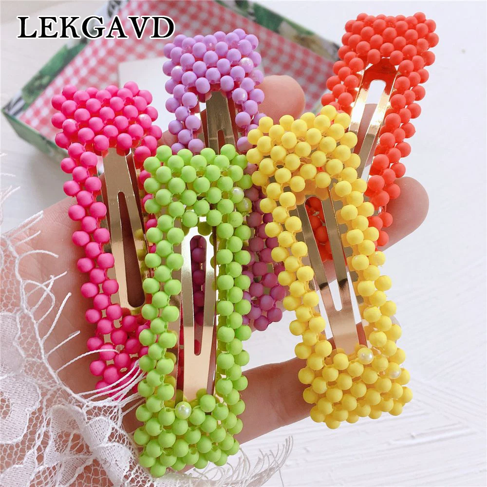 

Korea Fashion Fluorescent Color Frosted Beads Fairy BB Clip Student Girl Simple Cute Beading Beautiful Hairpins Hair Accessories