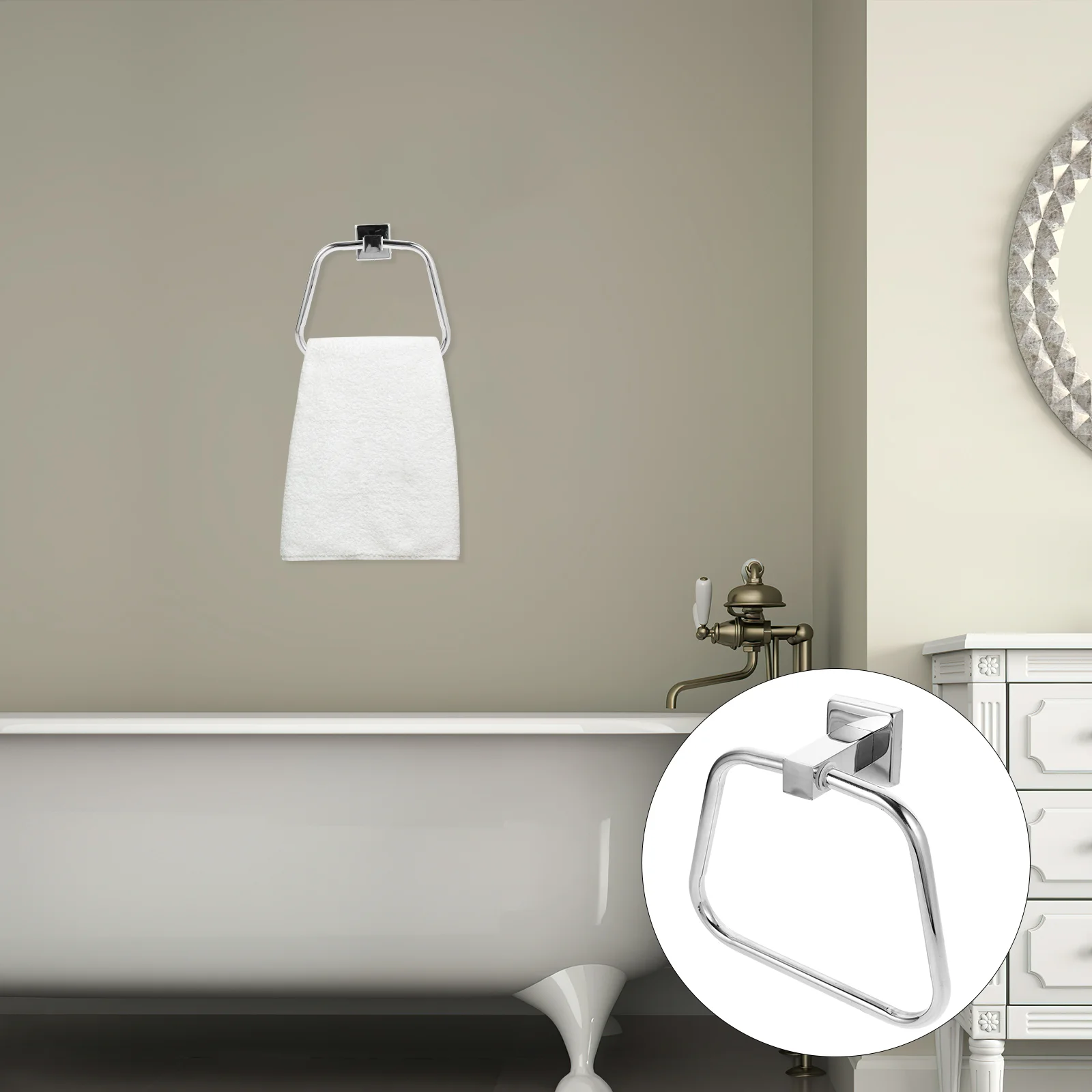 

Wall Mounted Towel Rack Hanging Shelf Drying Dispenser Kitchen Holder Hand Ring Bathroom Toilet Tissue