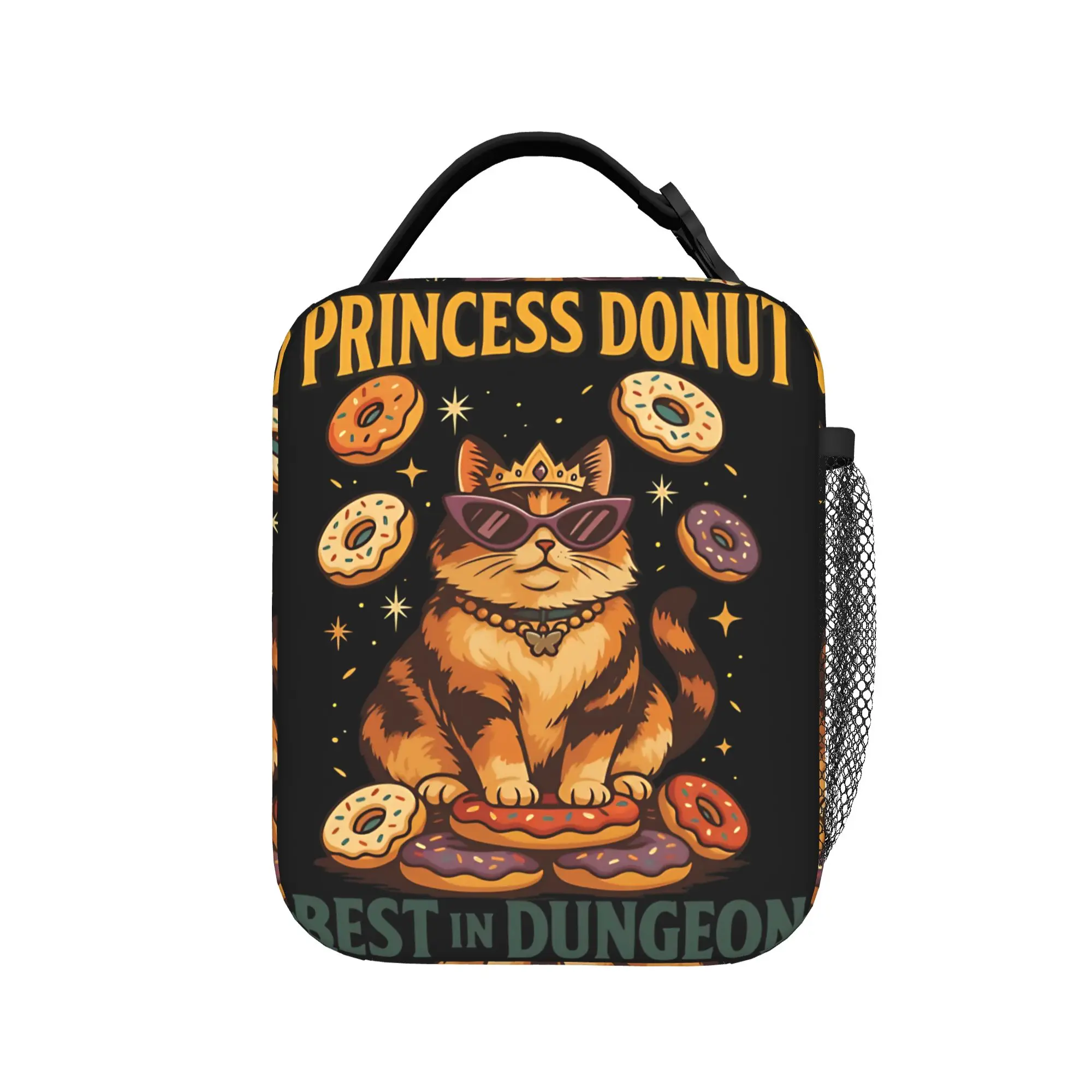 Фото Изолированные сумки для обедов Princess Donut Dungeon Crawler Carl, большие многоразовые сумки-холодильники, сумки-тоуты для обедов, дорожные сумки для хранения продуктов №1