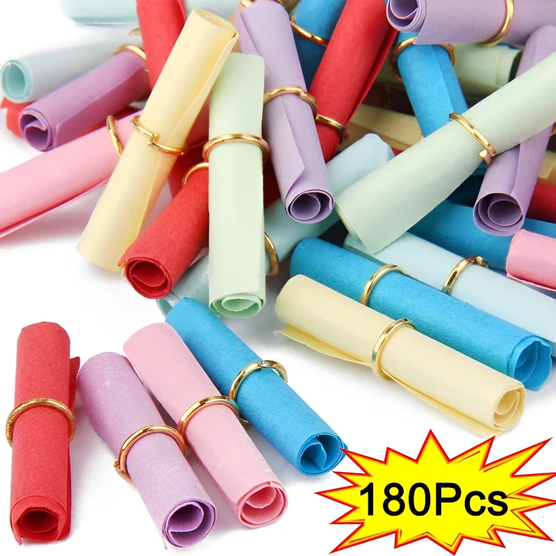 

180/60pcs Colorful Wishing Scrolls Paper Mixed Color DIY Handmade Scrapbooking Cards Gift Craft Party Valentine Gift 6x3cm