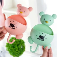 punch free creative cute bear pattern wall hanging soap rack with hook optimized suction cup soap box bathroom accessories