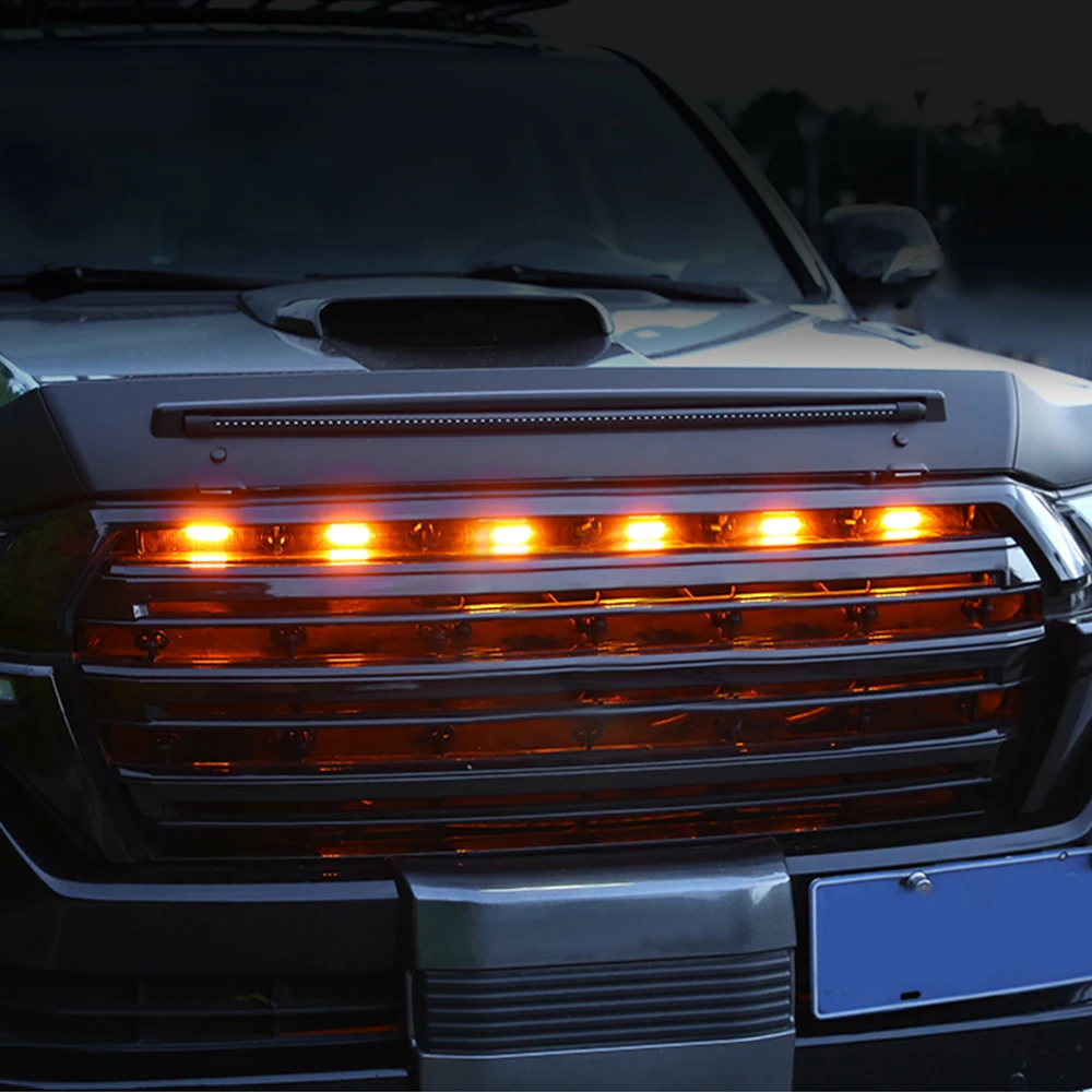 Car Emergency Strobe Flashing Warning Light Grill Amber Truck Trailer Beacon Lamp LED Side With Wiring Harness Kit 12V |