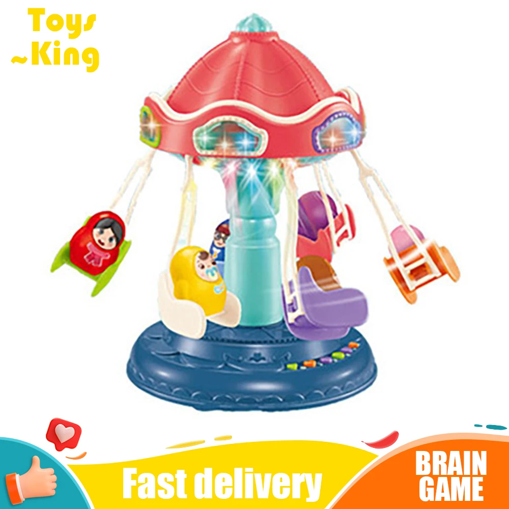 

Electric Children Amusement Park with Light Music Rotating Swing Model Toys Soothing Educational Toy for Children Birthday Gift