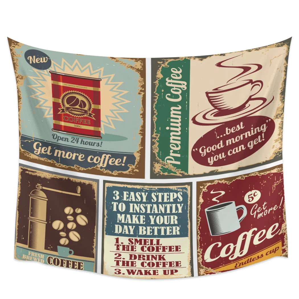 

Кофейный плакат, ретро затемняющие шторы, скатерть, набор для ванной комнаты, одеяло, гобелен