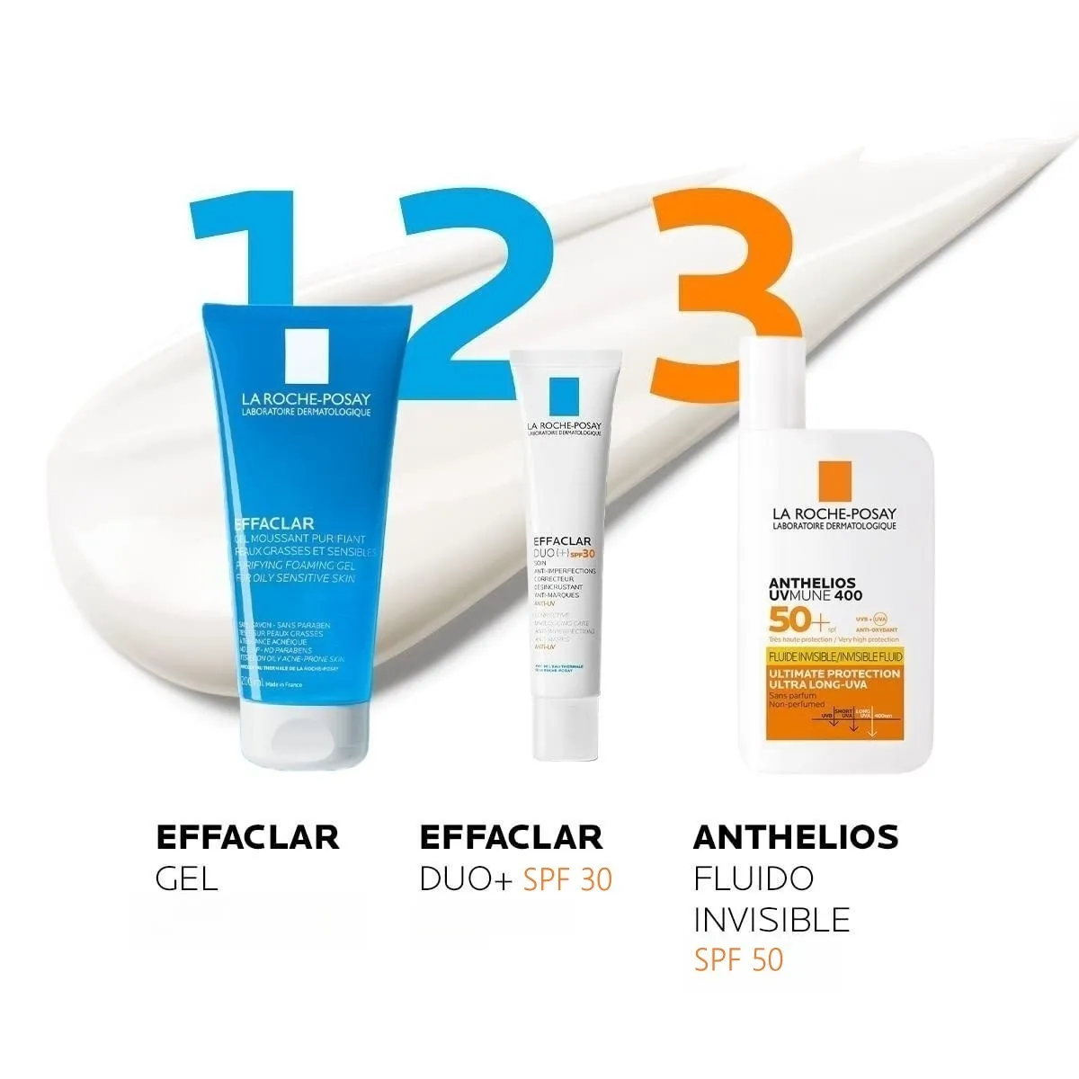 

La Roche-Posay EFFACLAR DUO+ SPF30 Lotion/Gel Cleanser/ANTHELIOS Sunscreen Daily Facial Care Anti-Imperfections For Oily Skin